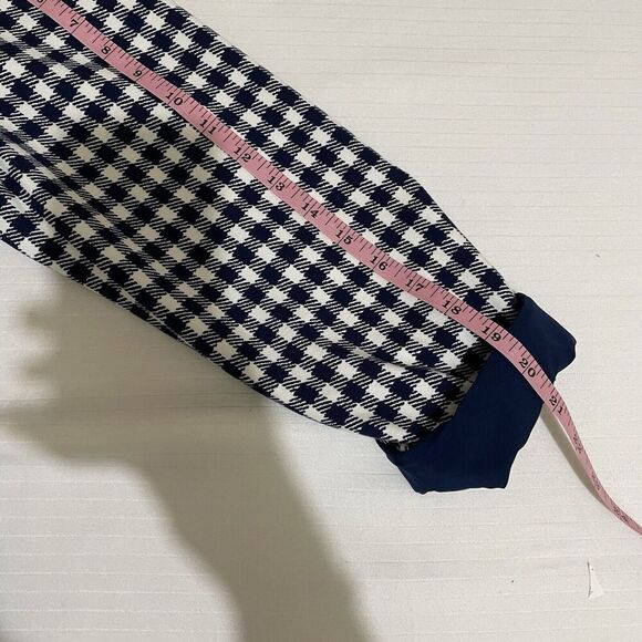 Chico's Gingham Moto Jacket Blue White Women's Size 12 - Picture 7 of 8